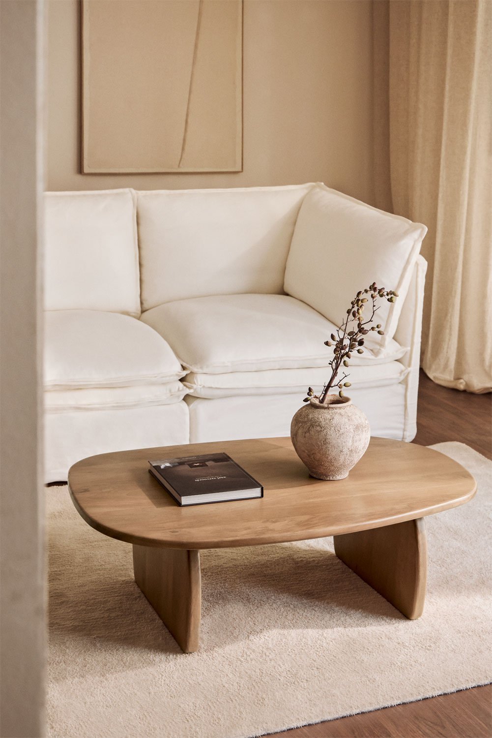 Kavos staliukas ABIGAILE, ovalus mango medis 110x70 cm