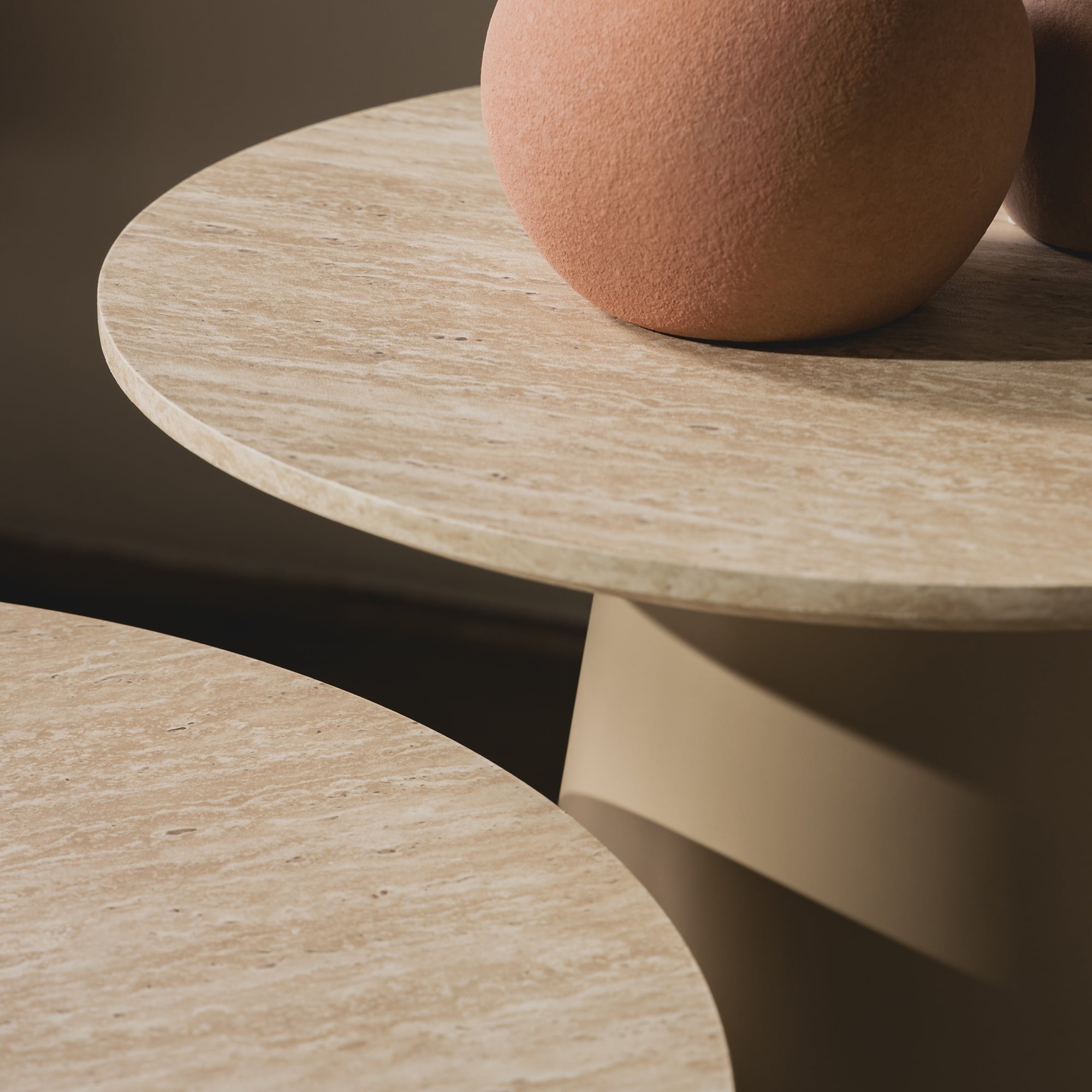 Coffee Table TERRAL I, Travertine Imitation, 45 cm
