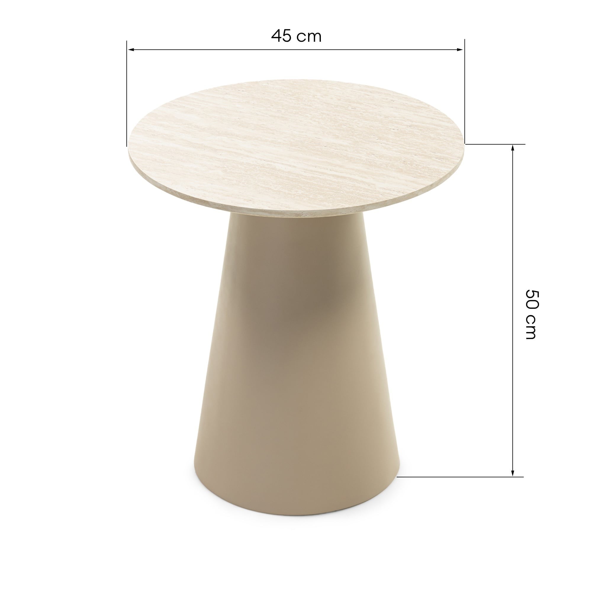 Coffee Table TERRAL I, Travertine Imitation, 45 cm