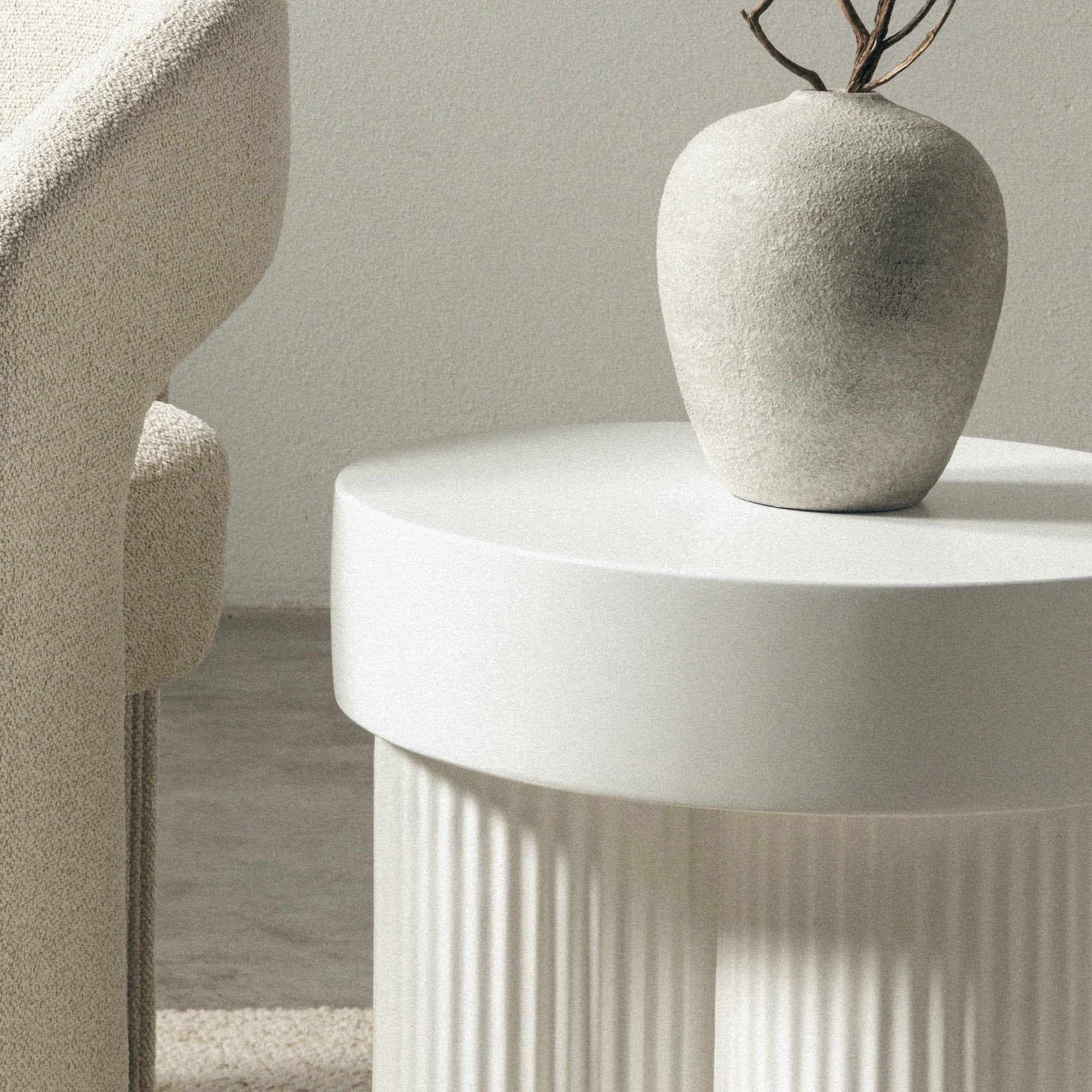 Coffee table TIERCE, fiberglass, white, 45 cm