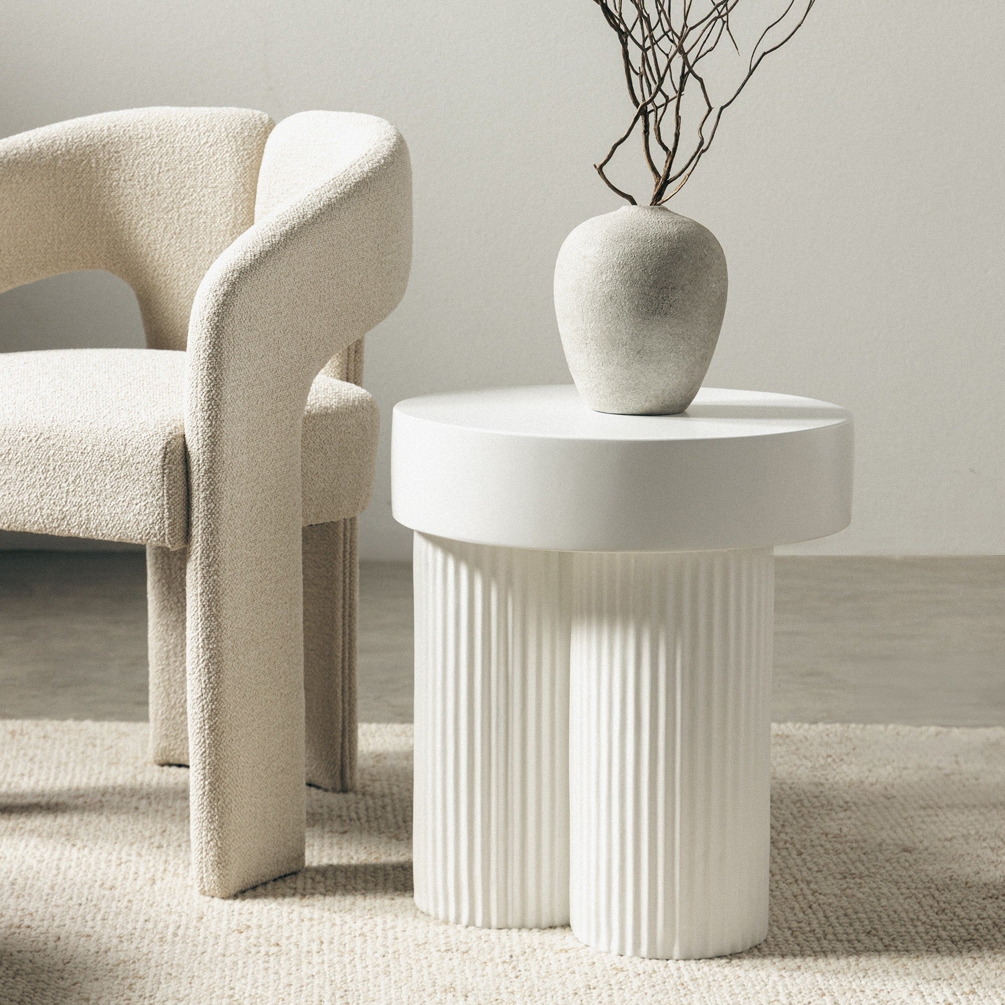 Coffee table TIERCE, fiberglass, white, 45 cm