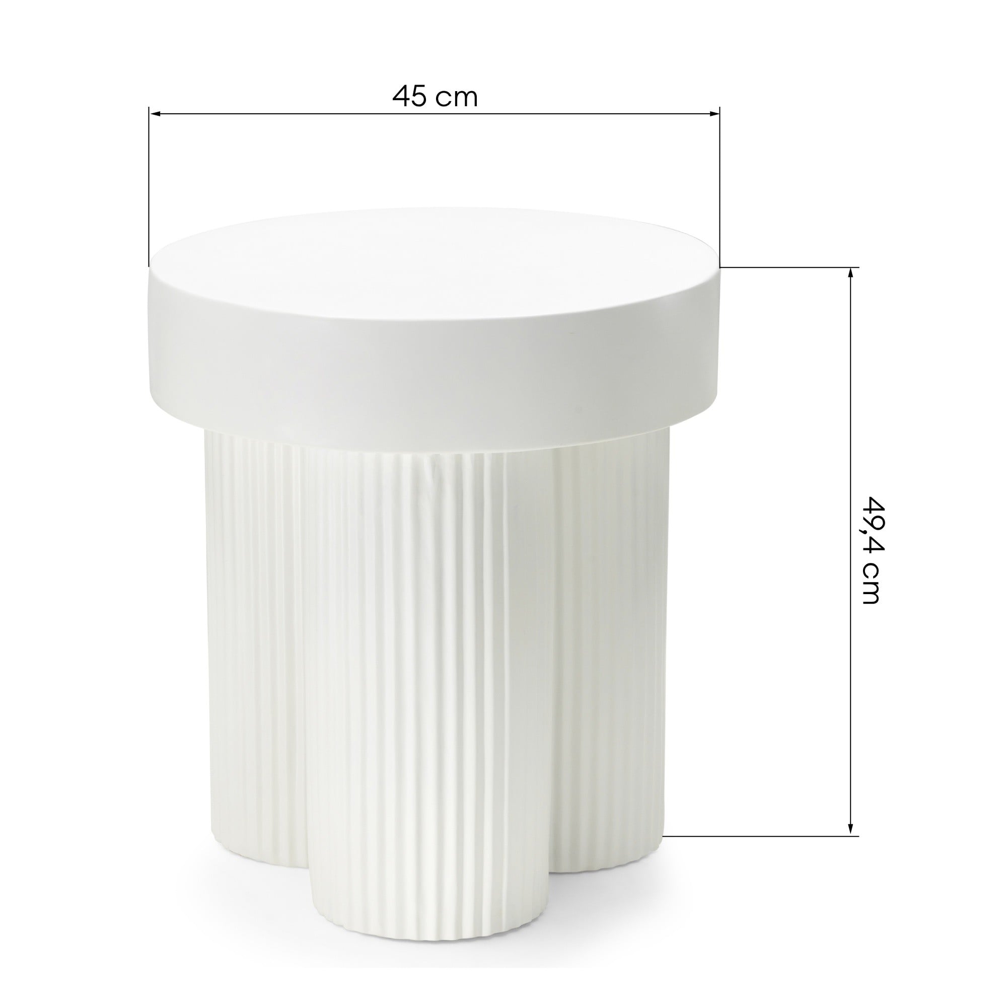 Coffee table TIERCE, fiberglass, white, 45 cm