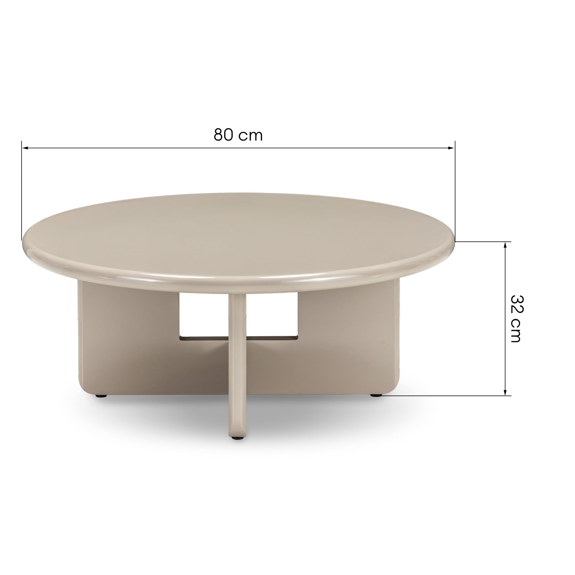 Kavos staliukas CAMION, smėlinis, blizgus, 80 cm
