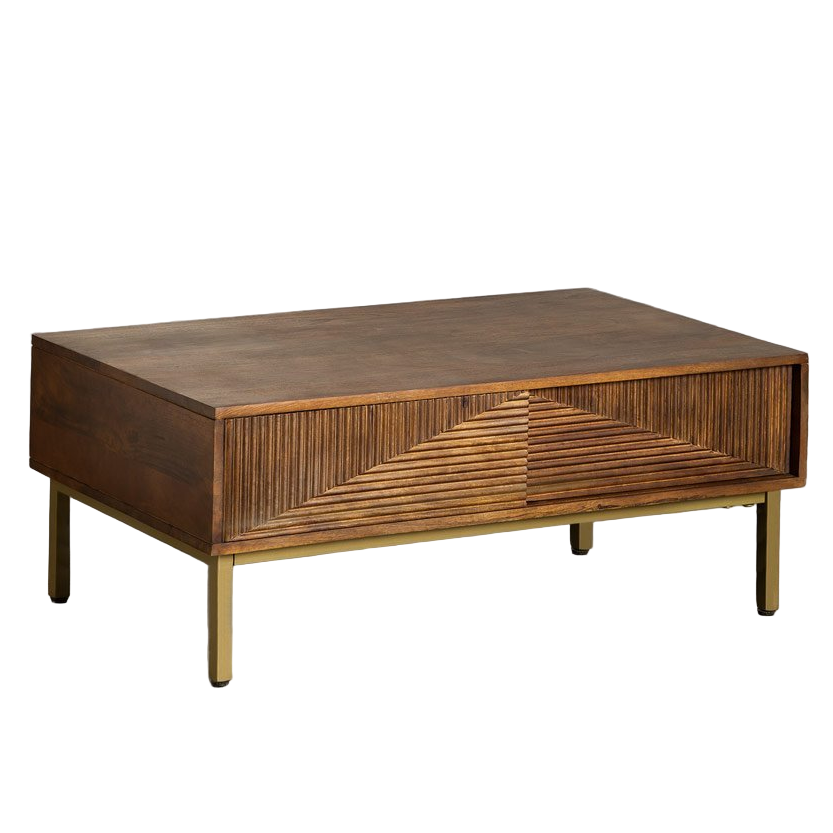 Kavos staliukas BORKU, mango medis, auksinės kojos