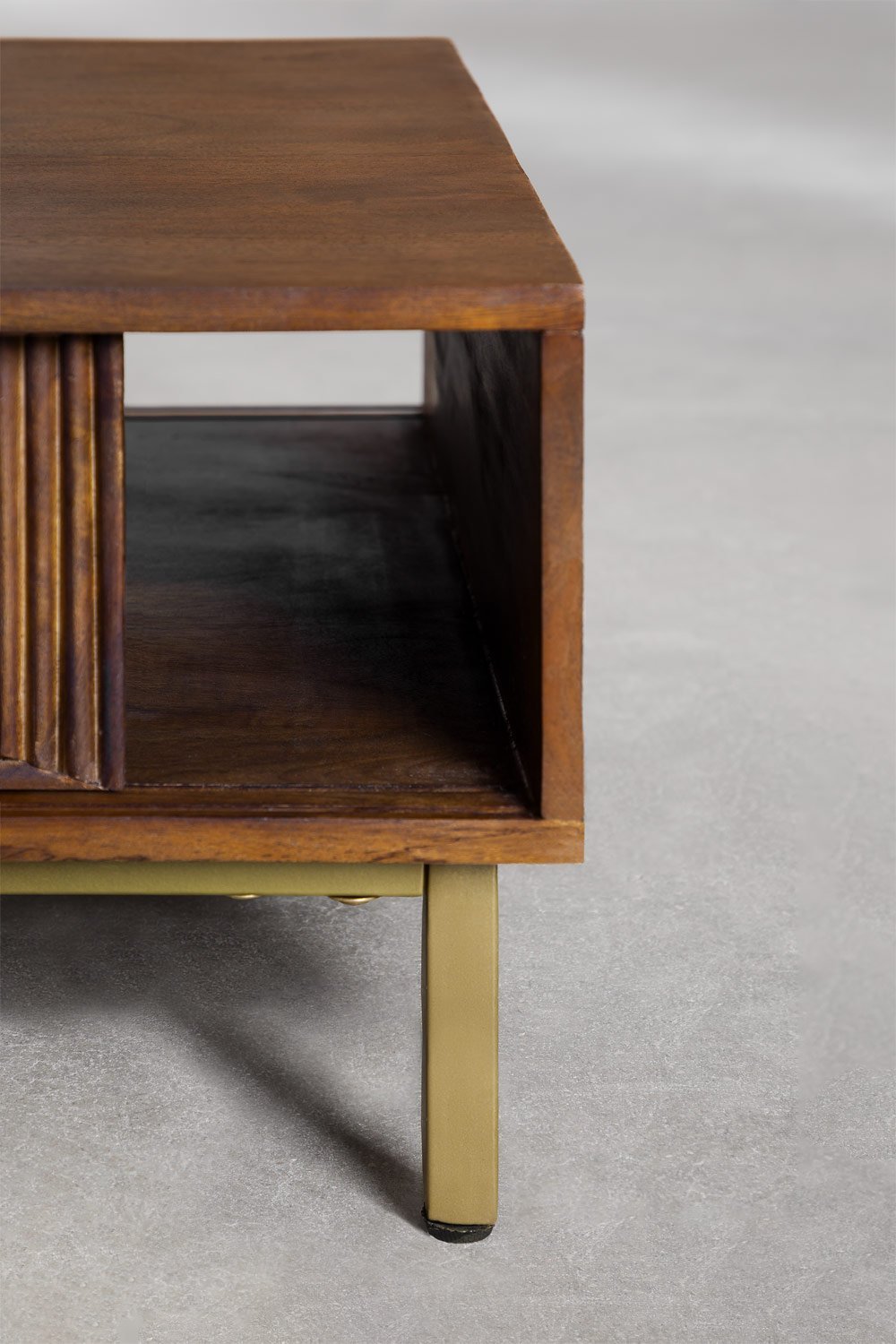 Kavos staliukas BORKU, mango medis, auksinės kojos