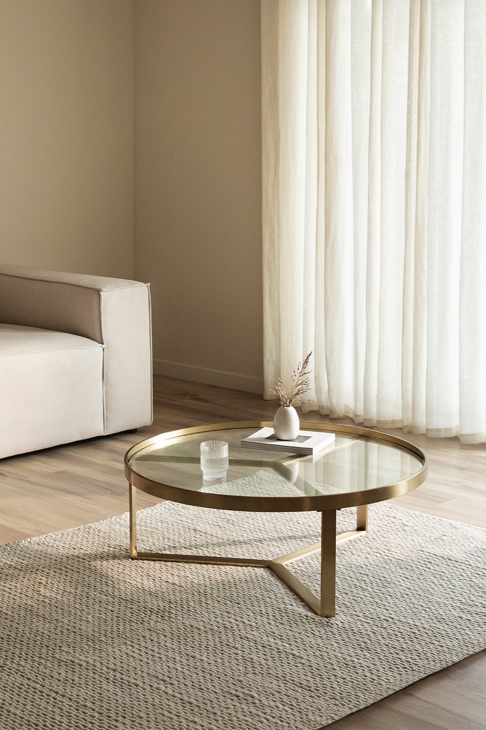 Kavos staliukas AELDUA, stiklas ir plienas