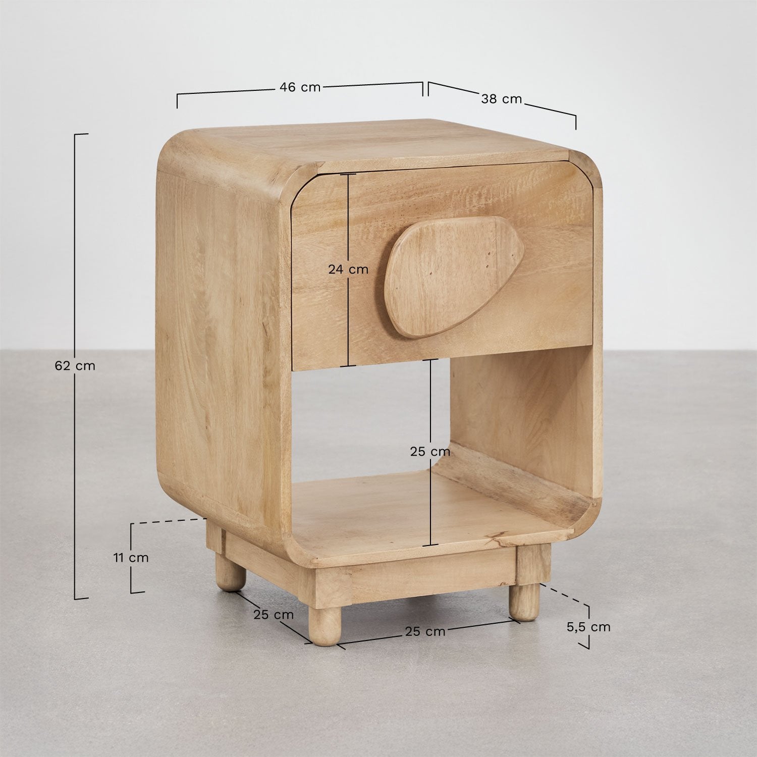 Naktinis staliukas JOLLIE iš mangų ir akacijos medienos