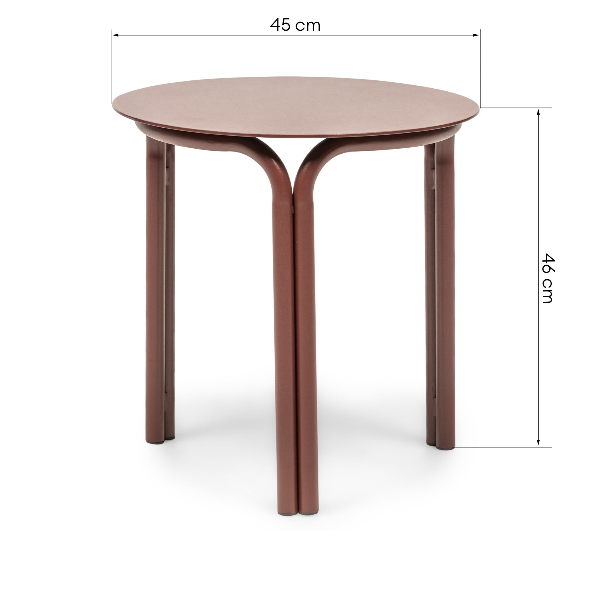 Lauko apvalus staliukas ALERO, aliuminis, bordo rudas, 45 cm