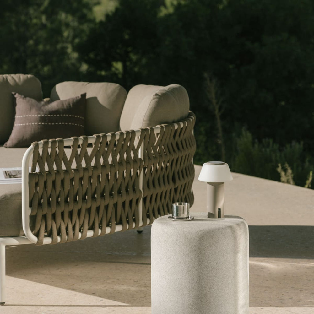 TERRAZZO Round outdoor side table, grey sand