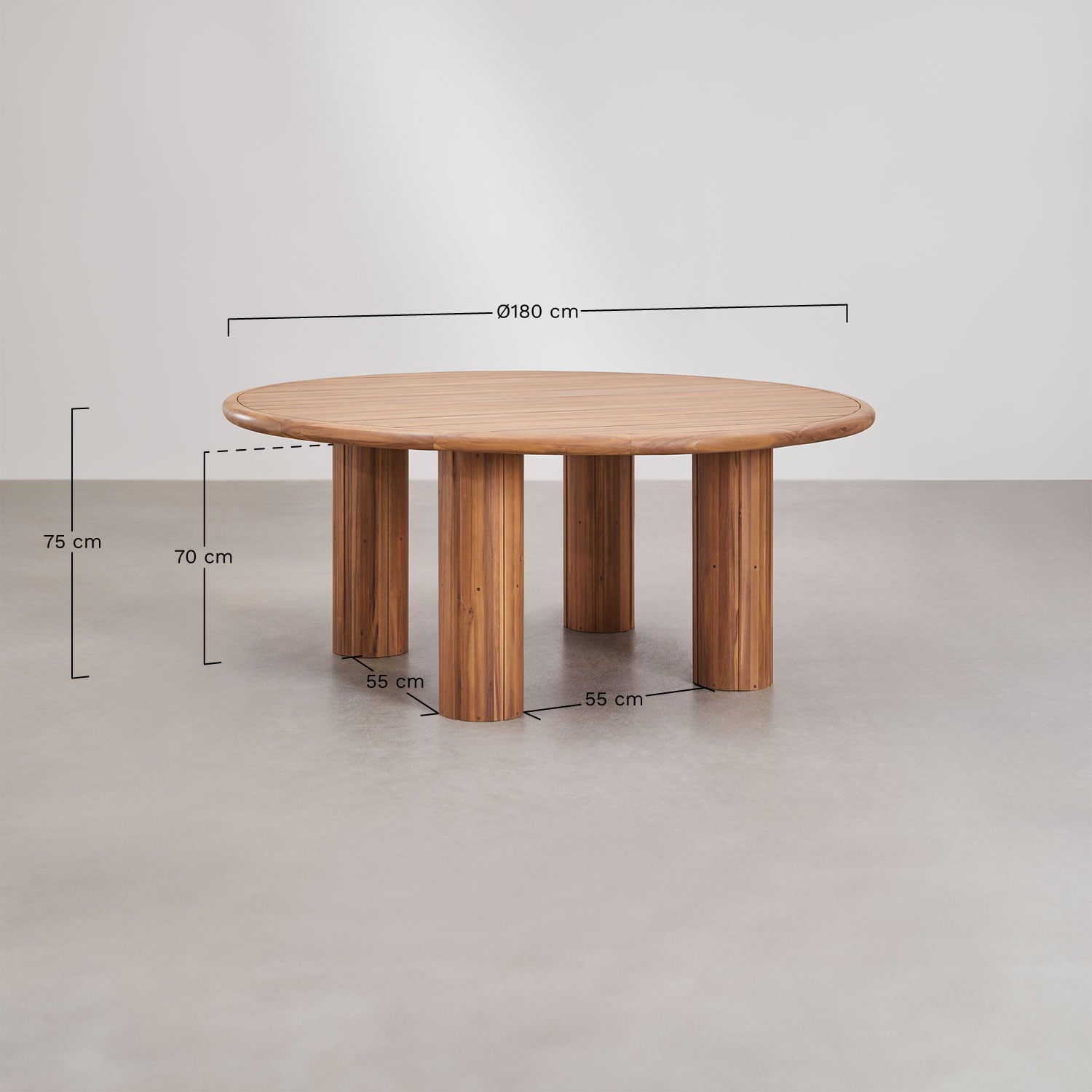 GINARA round set, ten-seater, acacia brown