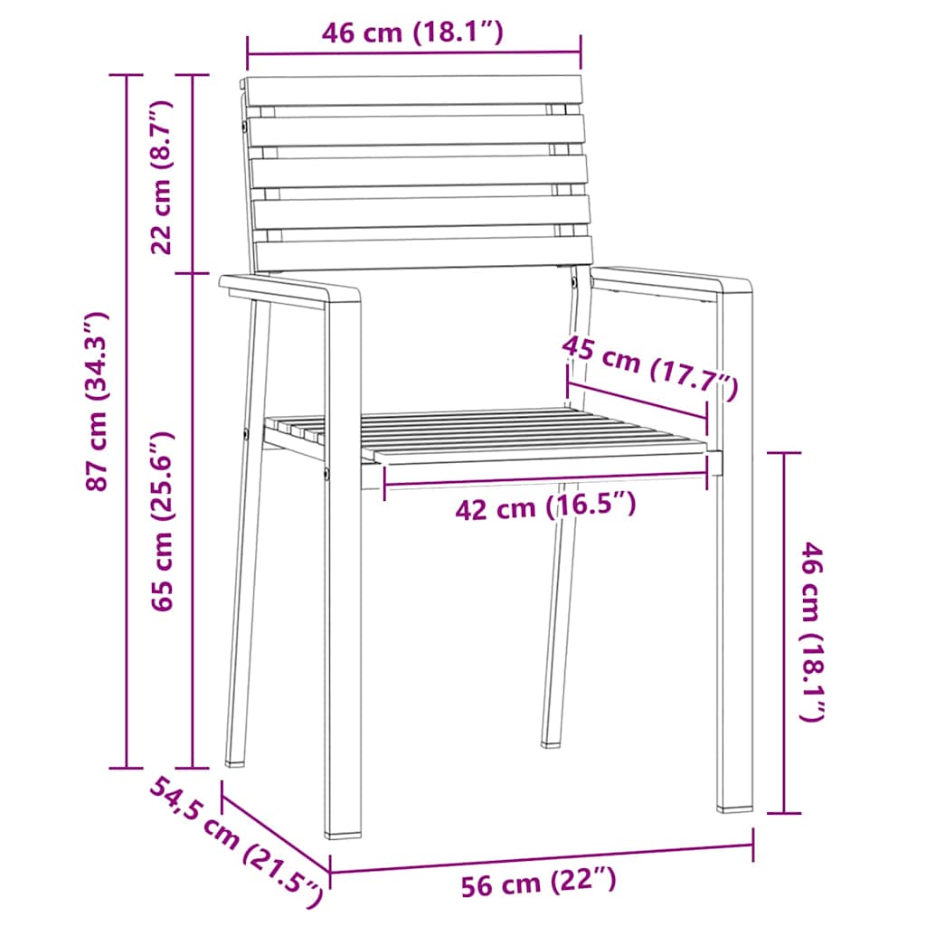 sukraunamos sodo kėdės 6 vnt. 54.5x56x89 cm Tvirta akacijos mediena - Namų Idėja