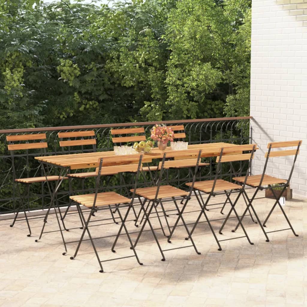 Sulankstomos bistro kėdės, 8vnt., tikmedžio masyvas ir plienas - Namų Idėja
