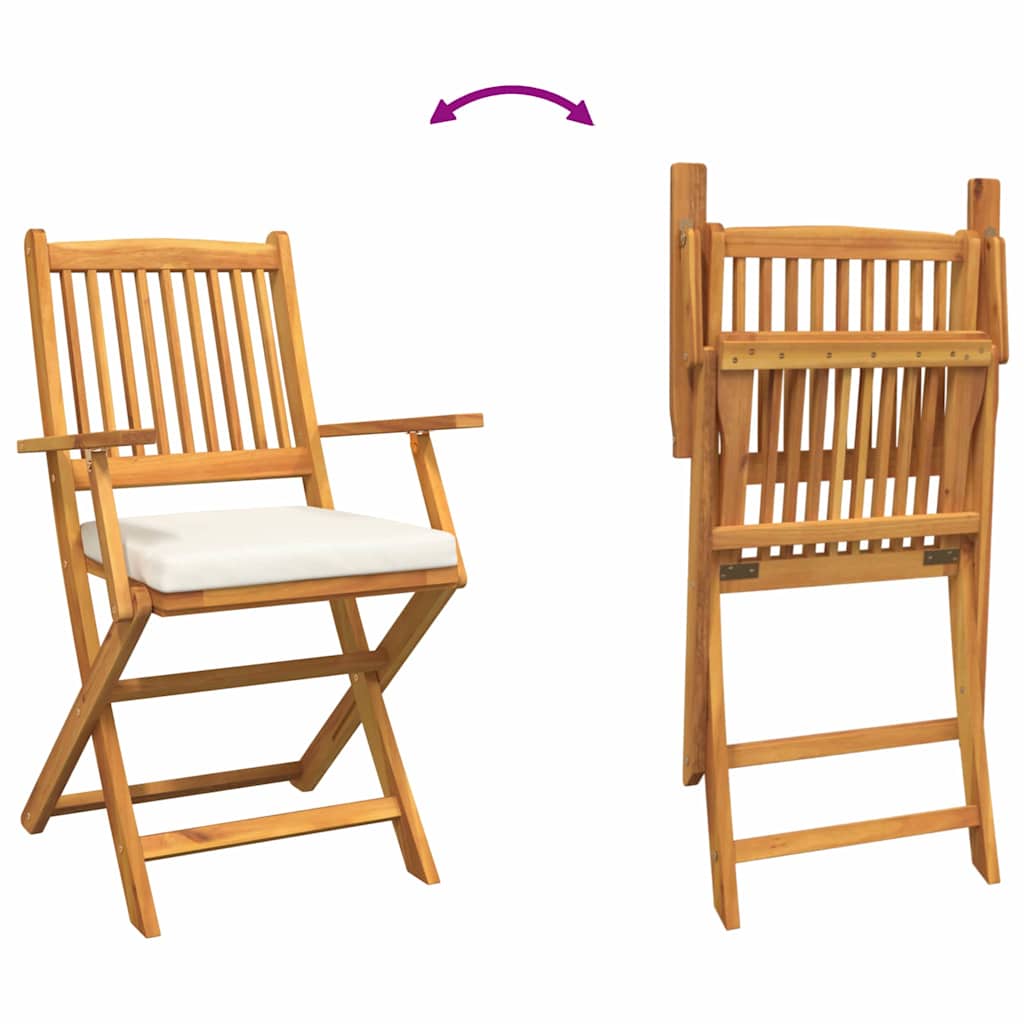 Sulankstomos sodo kėdės su baltu pagalvėle 4 vnt. Kietasis akacijų medis - Namų Idėja