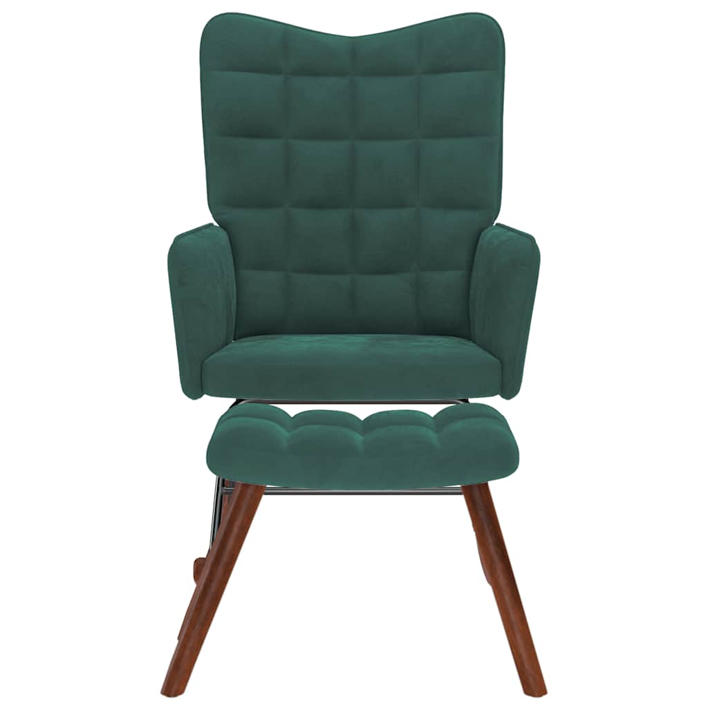 supama kėdė su taburete Dark Green Velvet - Namų Idėja
