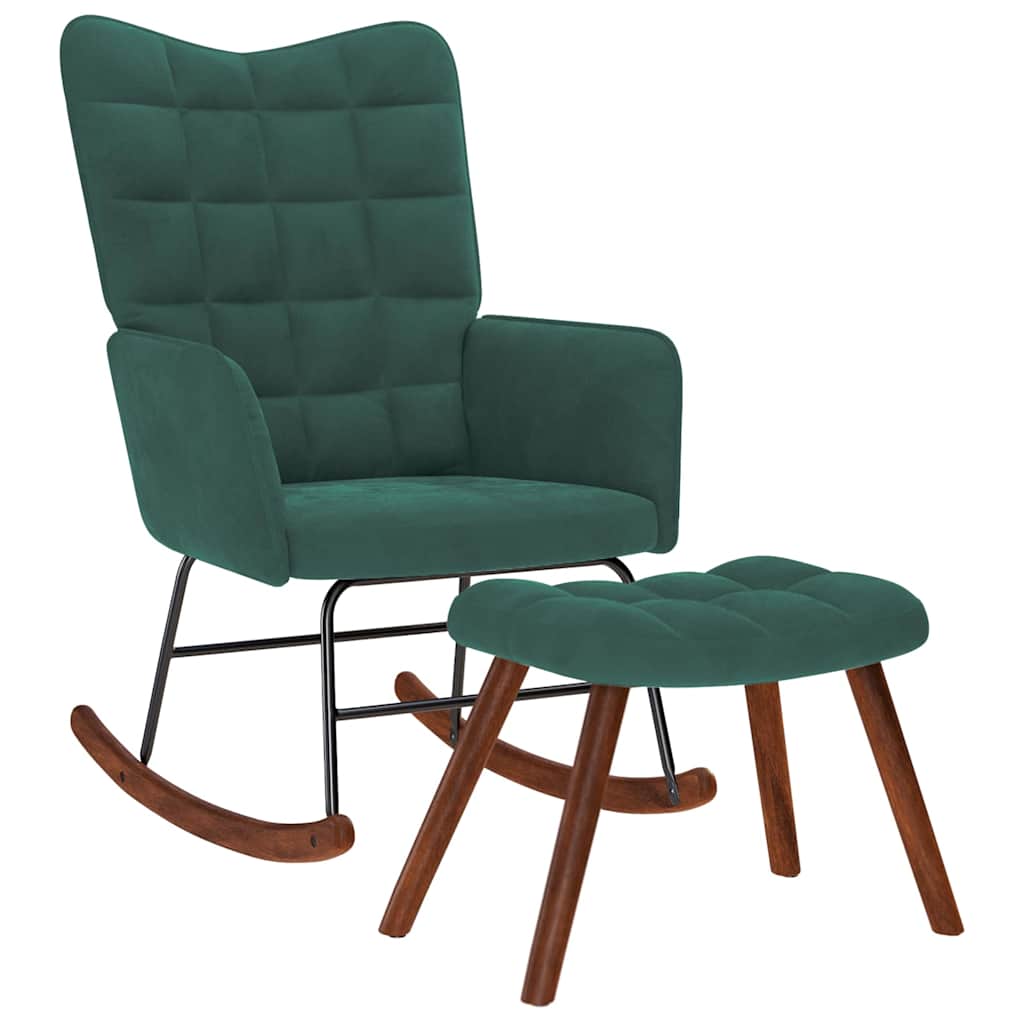 supama kėdė su taburete Dark Green Velvet - Namų Idėja