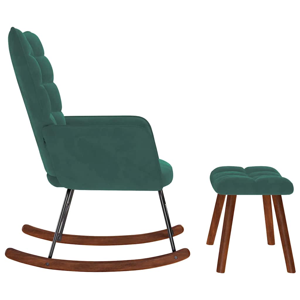 supama kėdė su taburete Dark Green Velvet - Namų Idėja