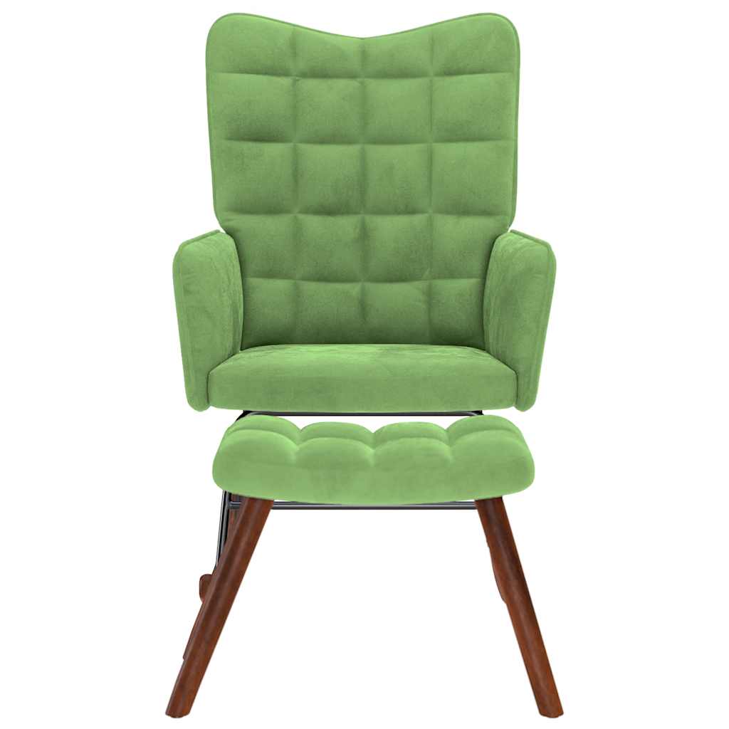supama kėdė su taburete Light Green Velvet - Namų Idėja
