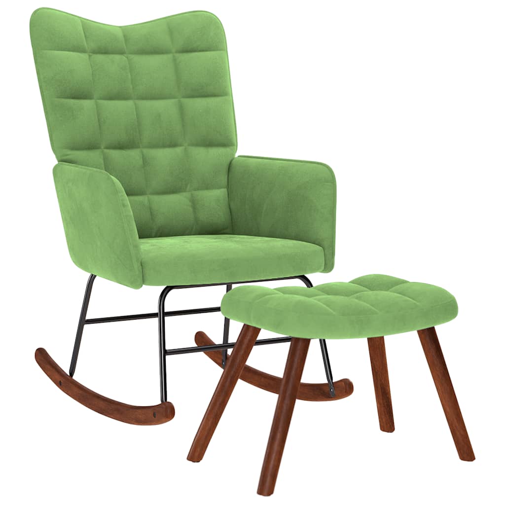supama kėdė su taburete Light Green Velvet - Namų Idėja