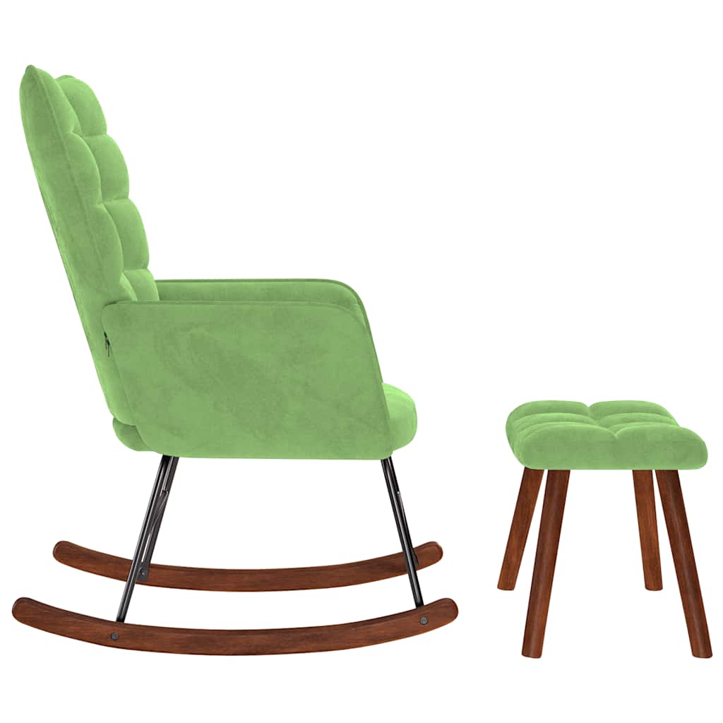 supama kėdė su taburete Light Green Velvet - Namų Idėja