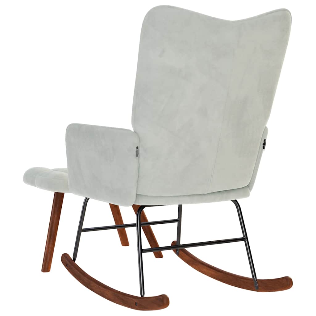 supama kėdė su taburete Light Grey Velvet - Namų Idėja