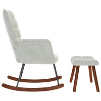 supama kėdė su taburete Light Grey Velvet - Namų Idėja