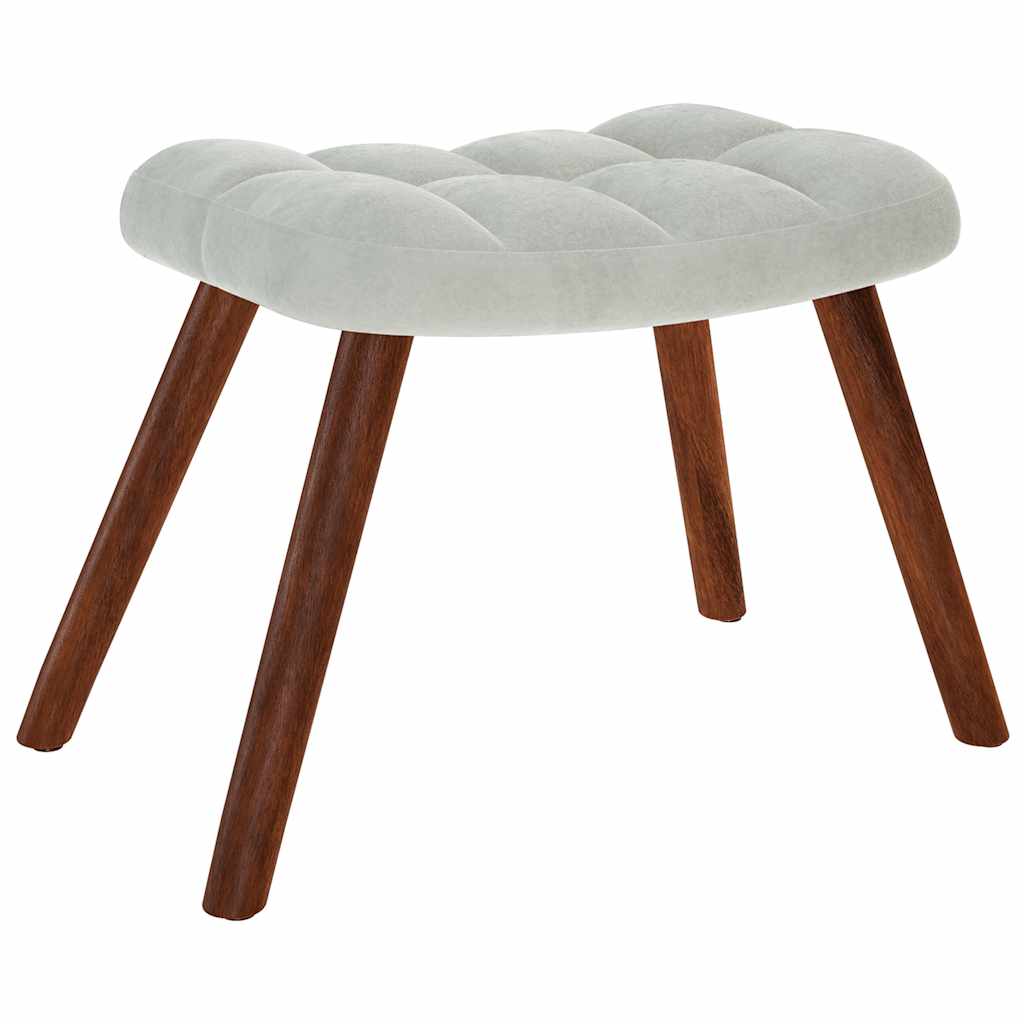 supama kėdė su taburete Light Grey Velvet - Namų Idėja