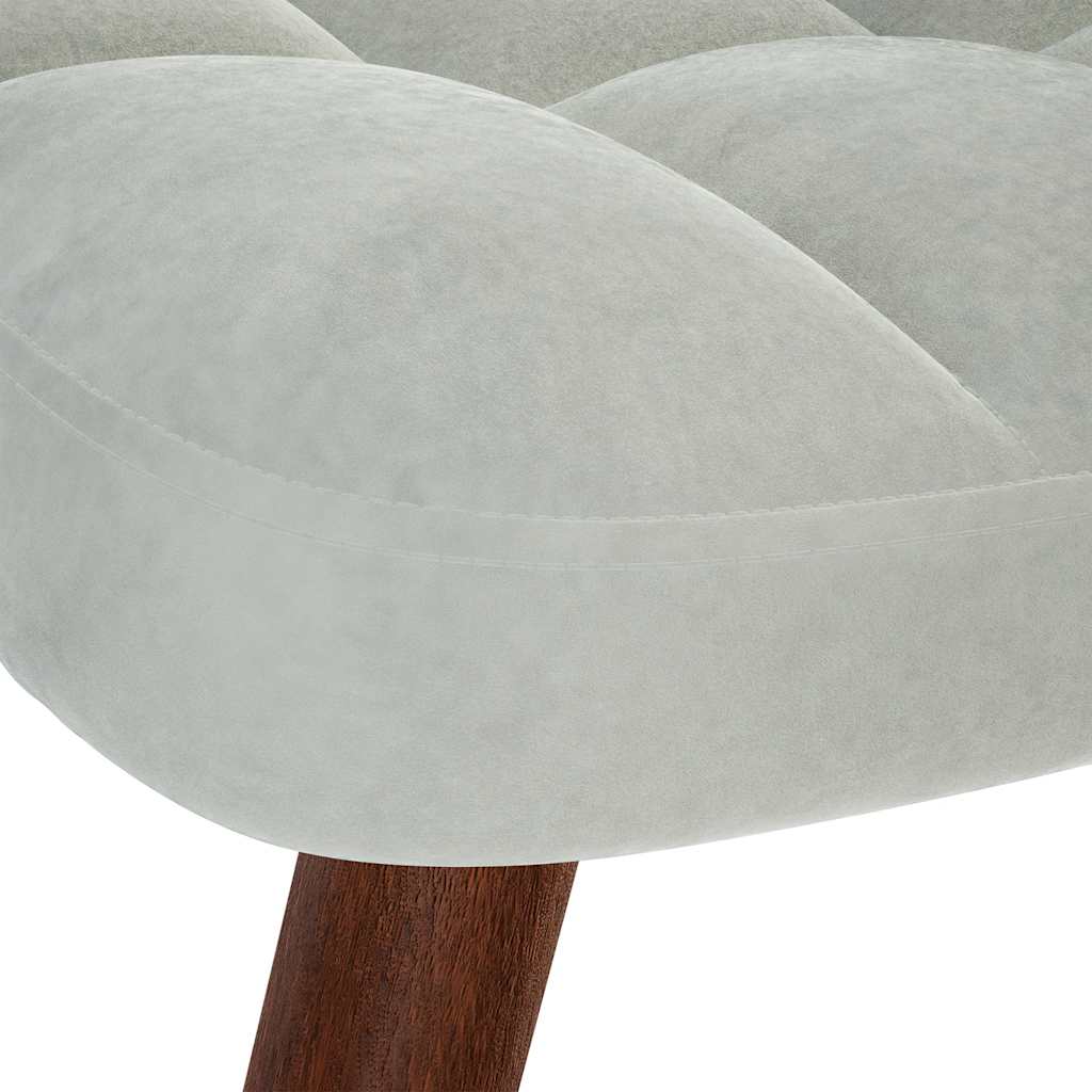 supama kėdė su taburete Light Grey Velvet - Namų Idėja