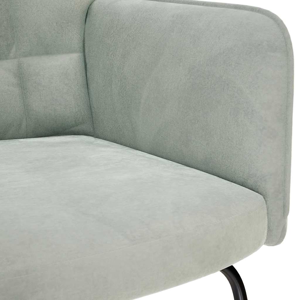 supama kėdė su taburete Light Grey Velvet - Namų Idėja
