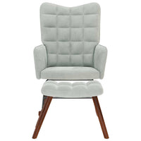 supama kėdė su taburete Light Grey Velvet - Namų Idėja