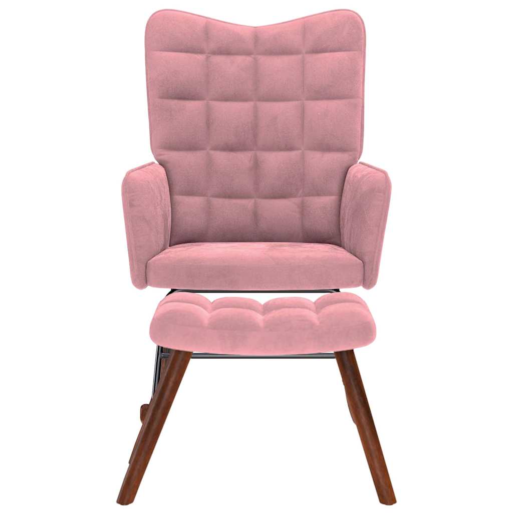 supama kėdė su taburete Pink Velvet - Namų Idėja