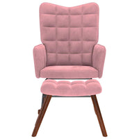 supama kėdė su taburete Pink Velvet - Namų Idėja