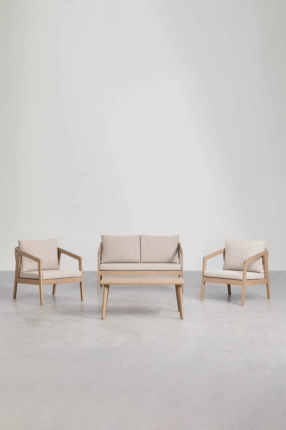 Svetainės komplektas KAROLINA, sofa 2 vietų + 2 foteliai + kavos staliukas, su virvelė (1)