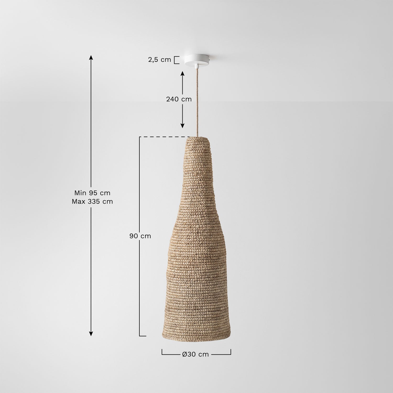 Gaismeklis RATTAN, medus un melns, 90 cm