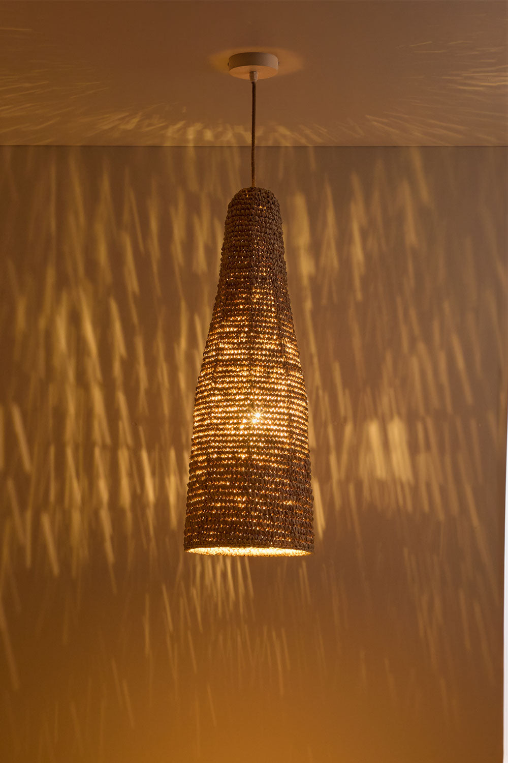 RATTAN pendant lamp, natural and white, 75 cm