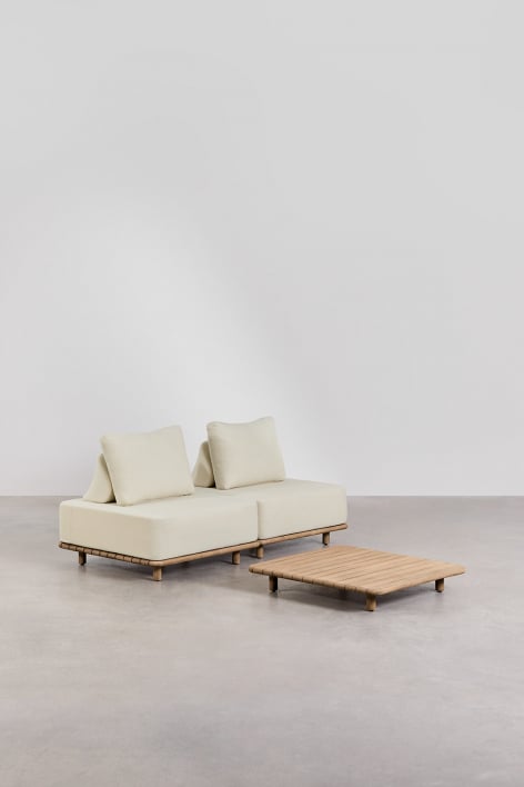 Dvivietė modulinė sofa KORKO su staliuku, akacija