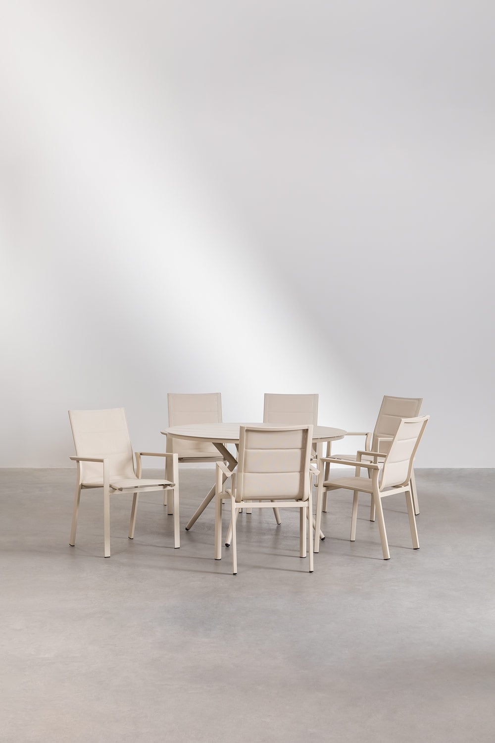 Outdoor set VALERIE, textilene fabric, 6 chairs, cream
