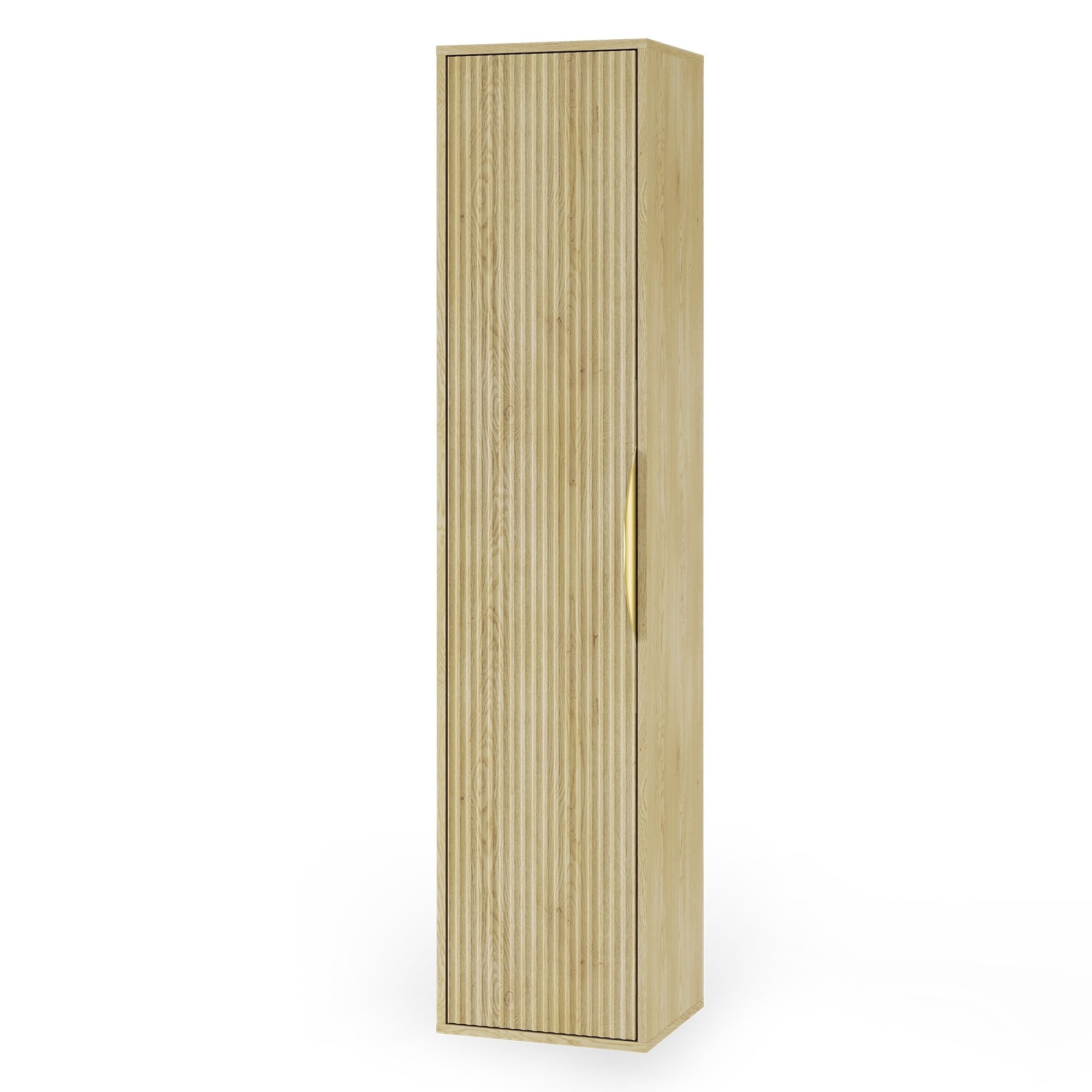 BERYL bathroom cabinet, fluted, oak kremona