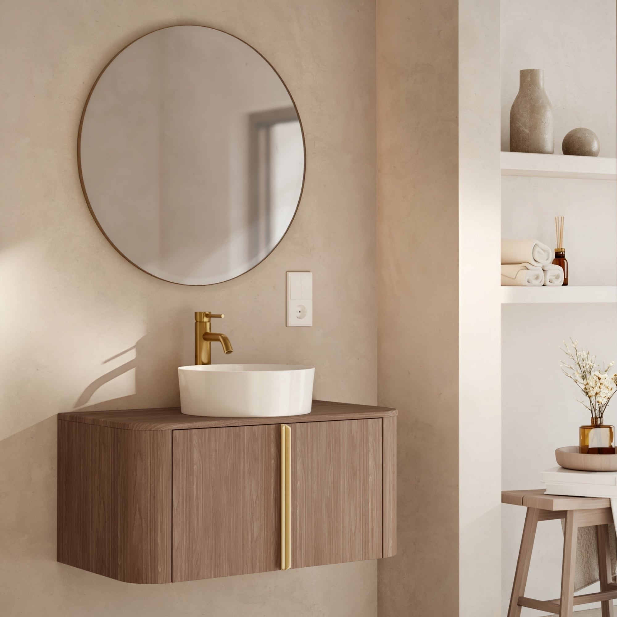 BLEUET Tall Bathroom Cabinet, Lincoln walnut