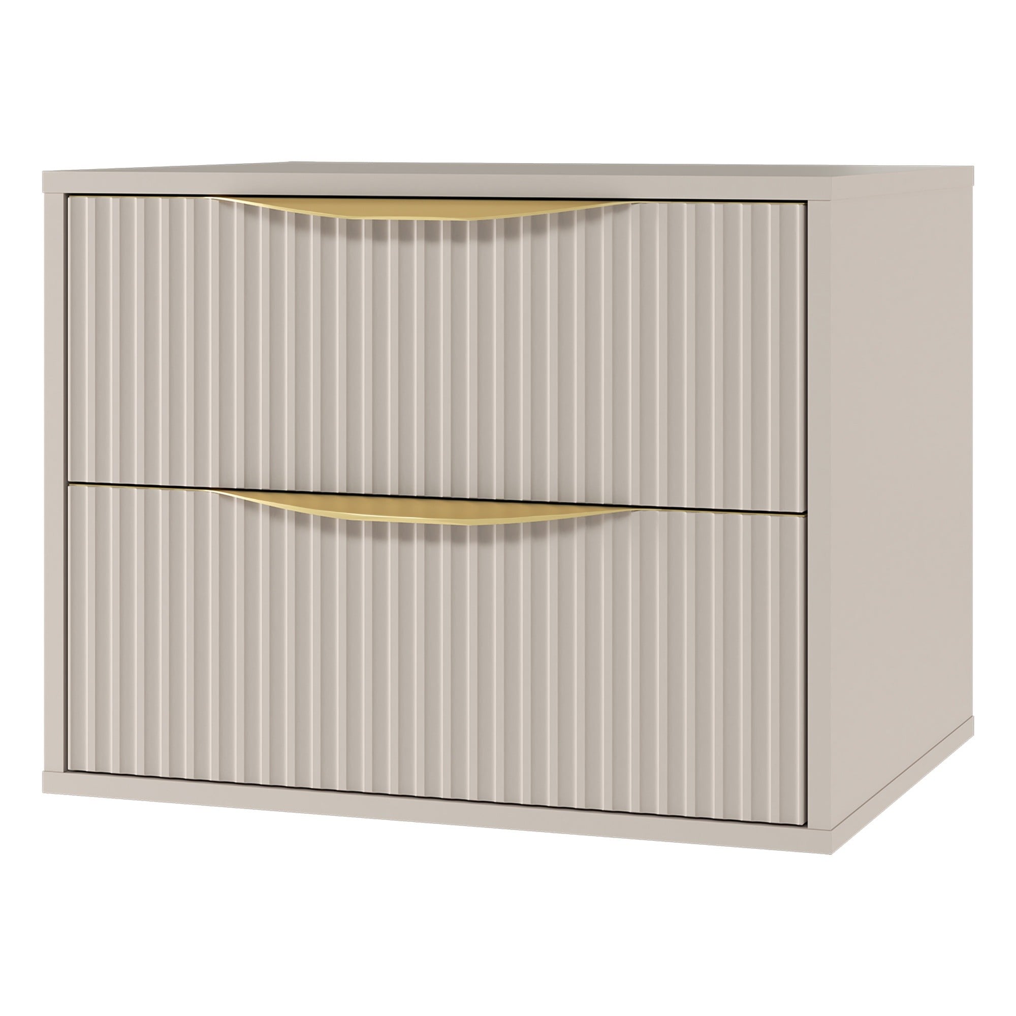 BERYL 2.0 bathroom cabinet, fluted, gold handles, cashmere, 60 cm