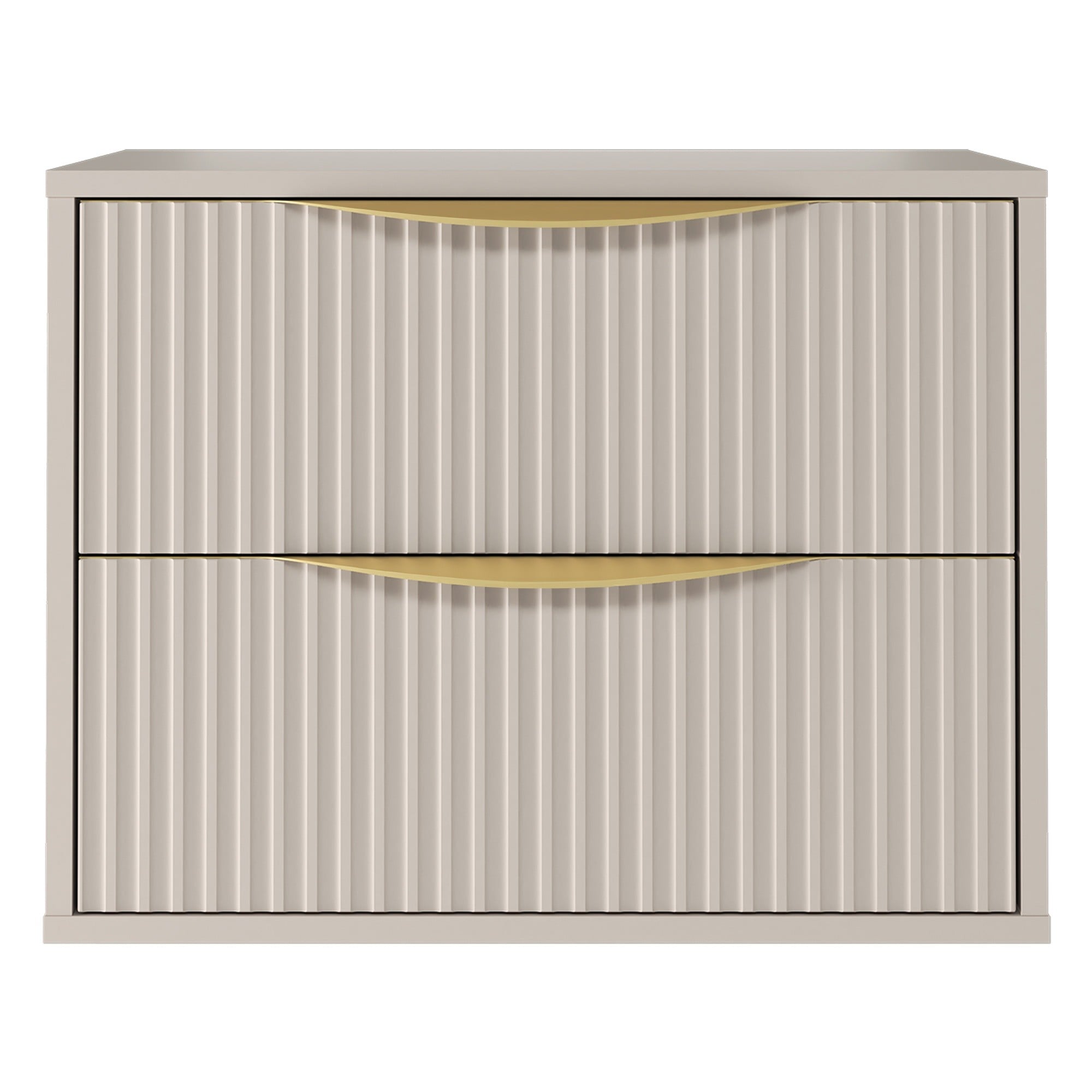 BERYL 2.0 bathroom cabinet, fluted, gold handles, cashmere, 60 cm