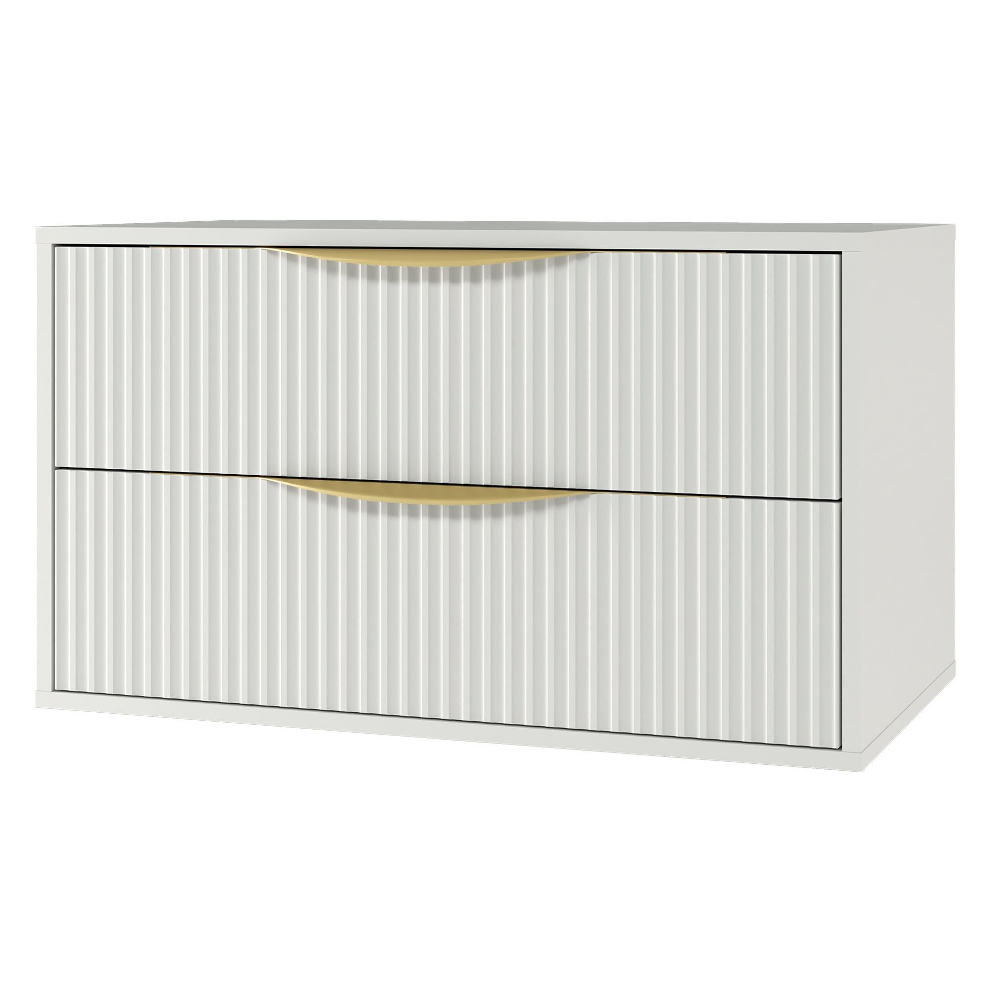 Bathroom cabinet BERYL 2.0, grooved, gold handles, white, 80 cm