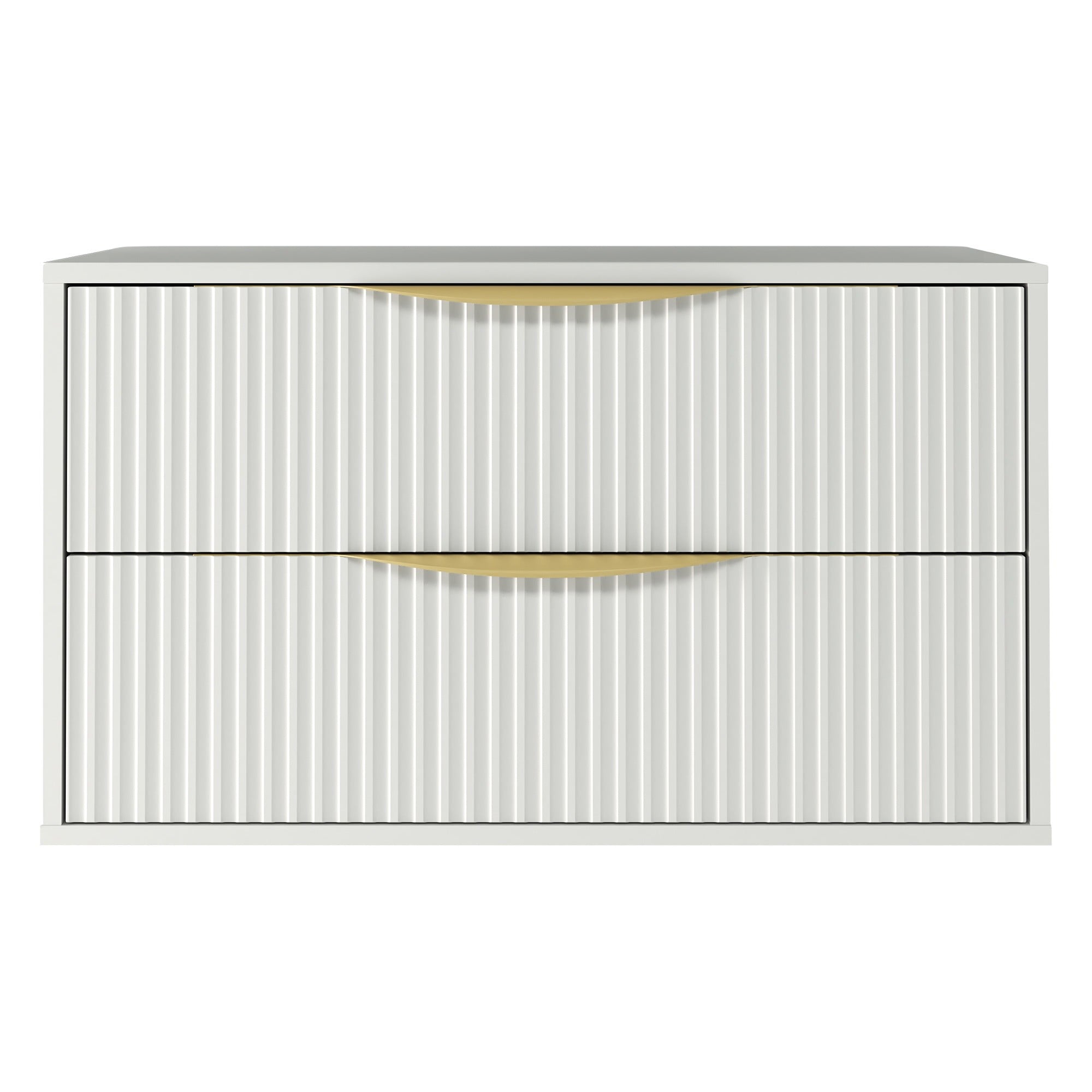 Bathroom cabinet BERYL 2.0, grooved, gold handles, white, 80 cm
