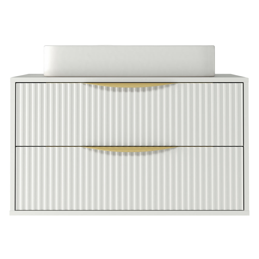 Vonios spintelė BERYL 2.0, ryšuota, aukso rankenos, balta, 80 cm