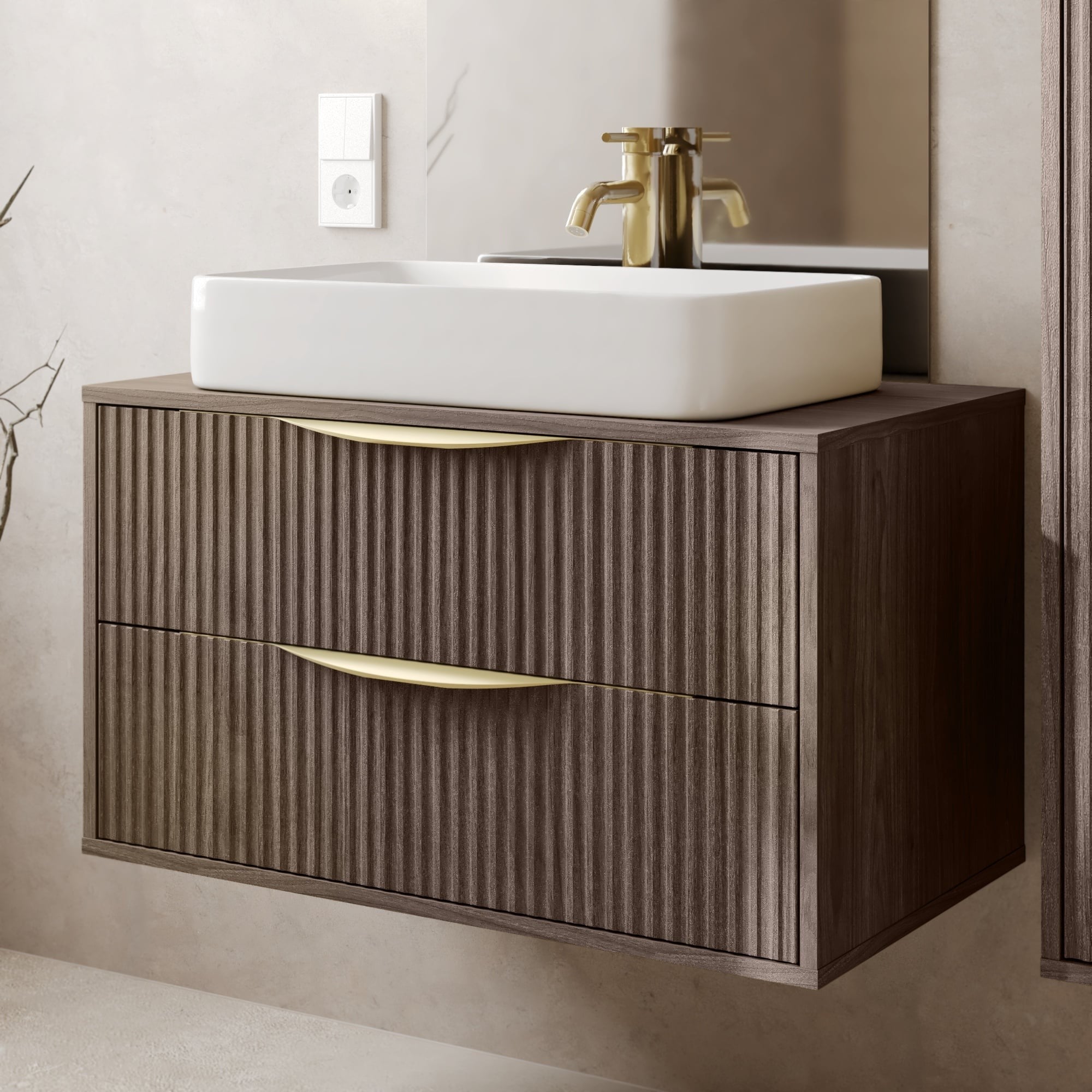 BERYL 2.0 bathroom cabinet, walnut villa, 80 cm
