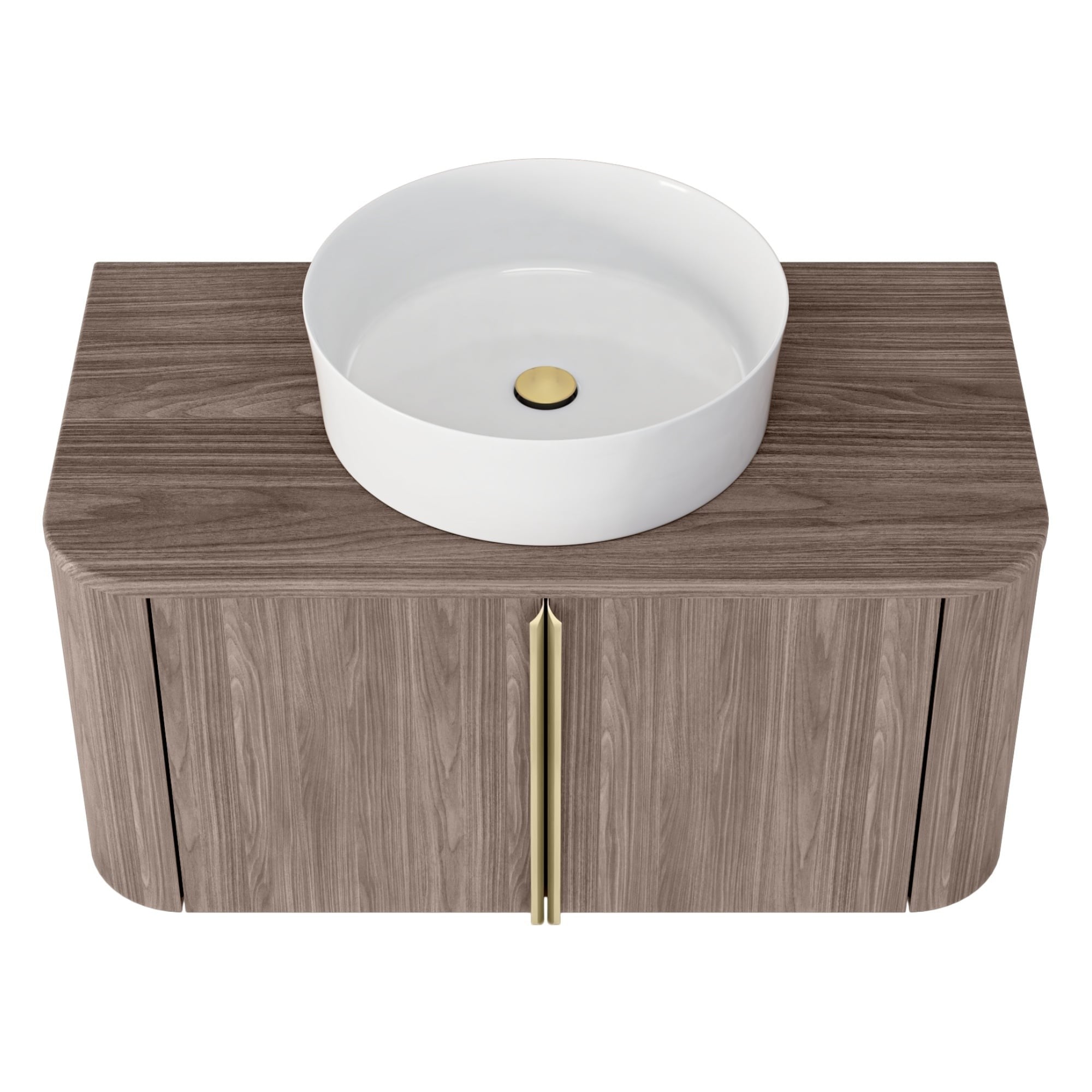 Bathroom cabinet BLEUET, Lincoln walnut, gold handles
