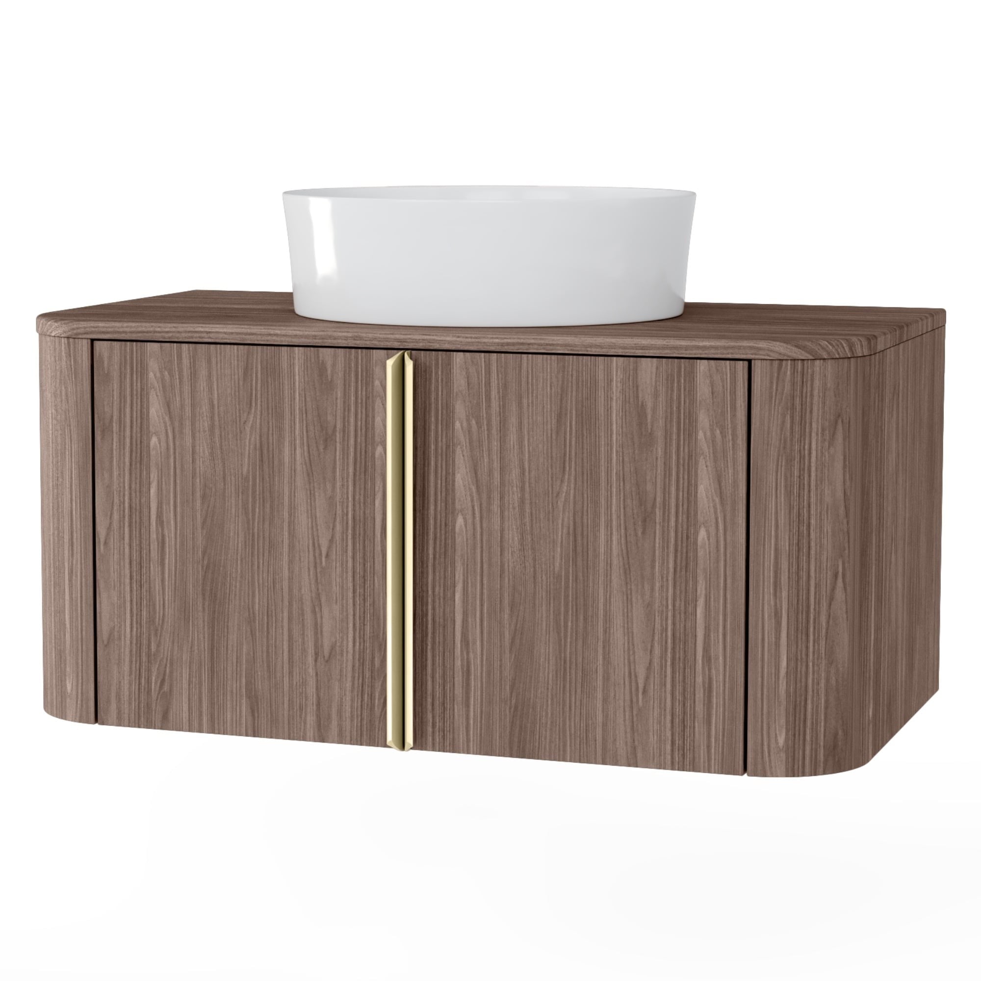 Bathroom cabinet BLEUET, Lincoln walnut, gold handles