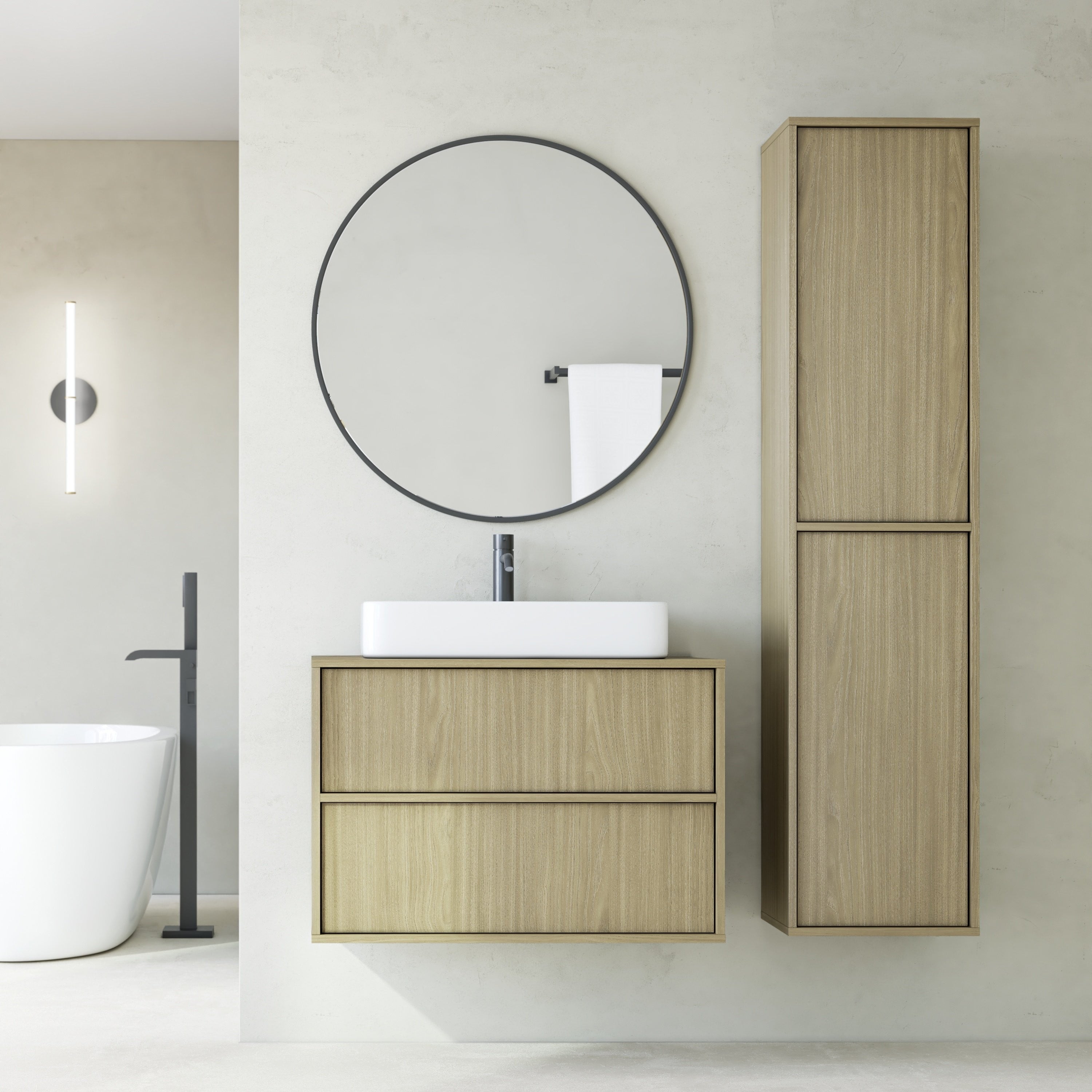 Bathroom cabinet NOELLE, pearl oak, 80 cm