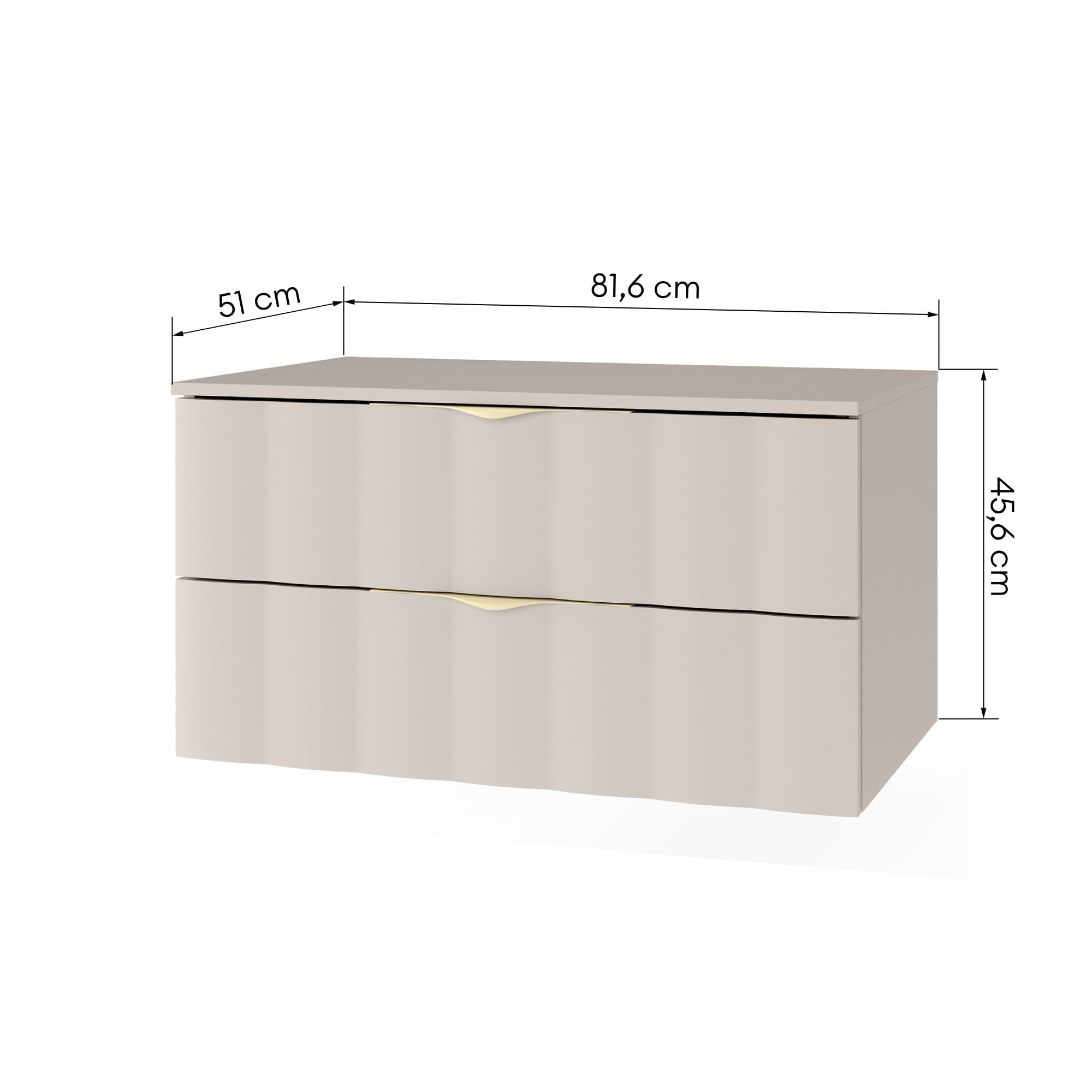 Bathroom cabinet PAGODE, wavy front, cashmere