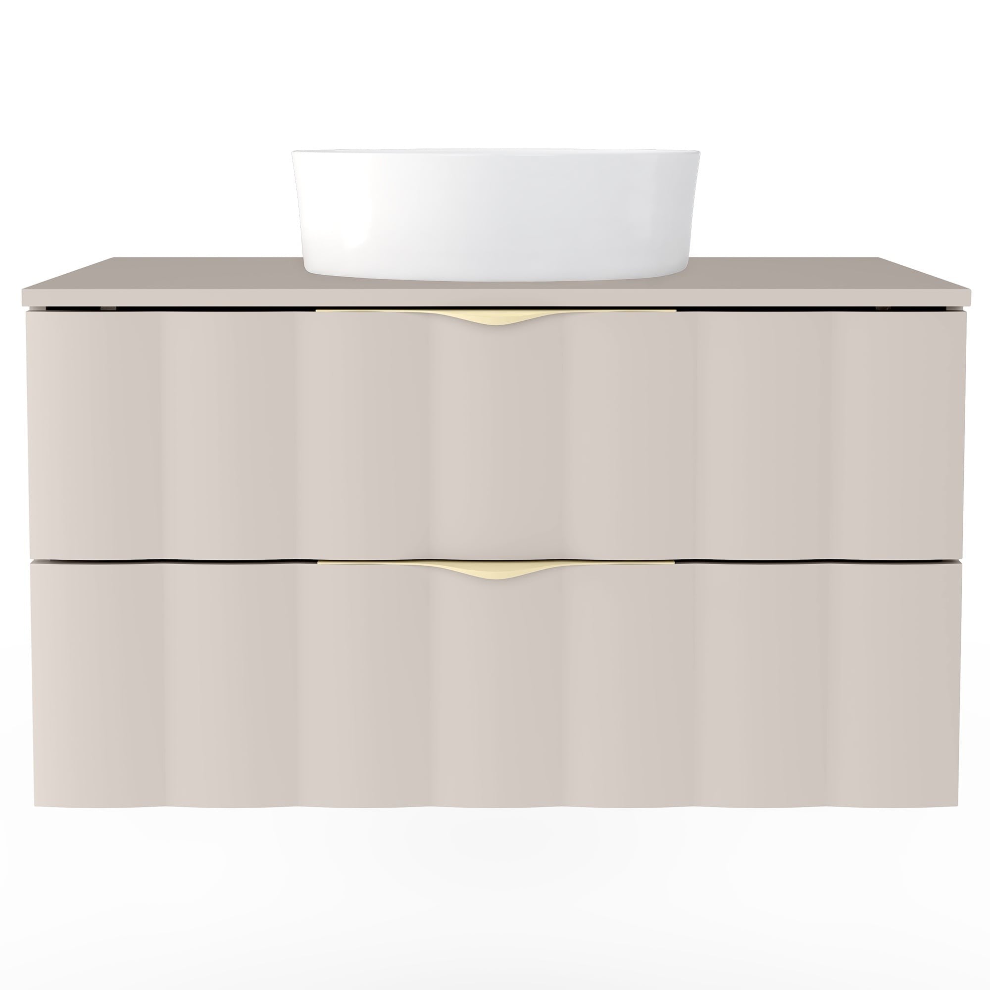 Bathroom cabinet PAGODE, wavy front, cashmere