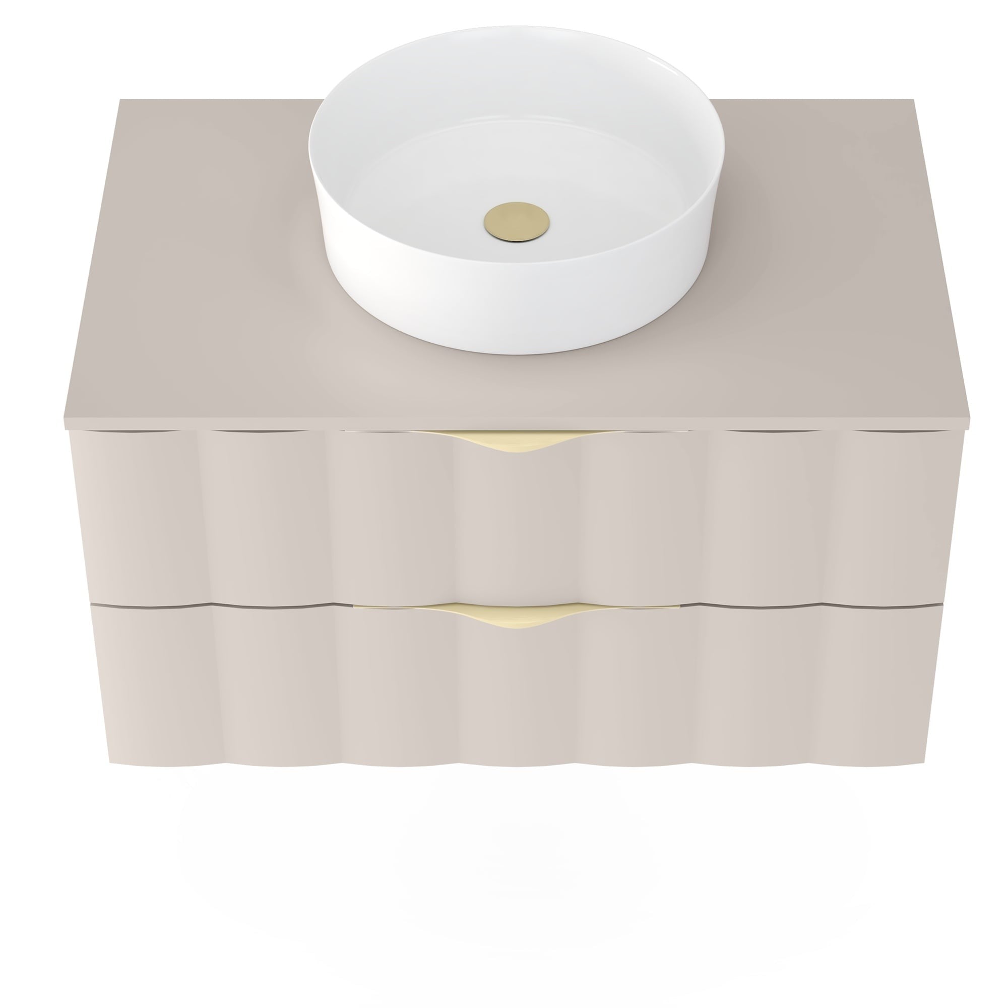 Bathroom cabinet PAGODE, wavy front, cashmere